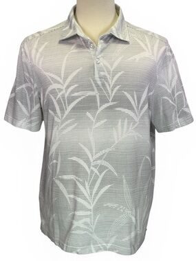 Nat Nast Luxury Originals Men's Grey White Polo Striped Short Sleeves Size L